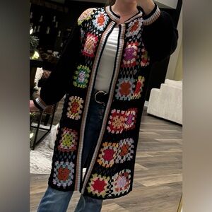 SHEIN Black Multicolor Crochet Cardigan